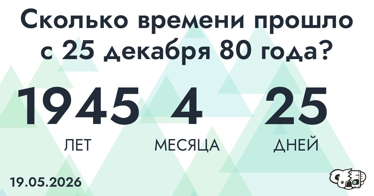 Сколько времени прошло с 25 декабря 80 года
