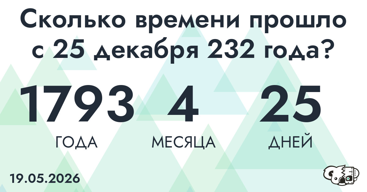 Сколько времени прошло с 25 декабря 232 года