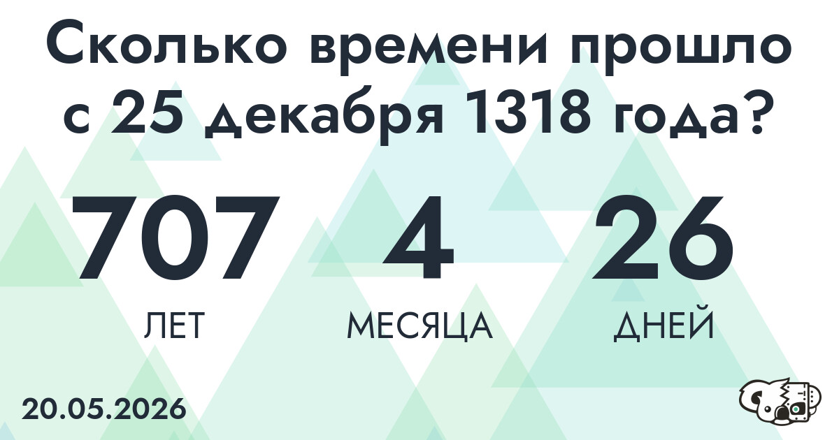 Сколько времени прошло с 25 декабря 1318 года