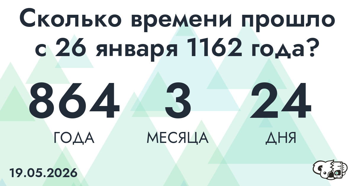 Сколько времени прошло с 26 января 1162 года