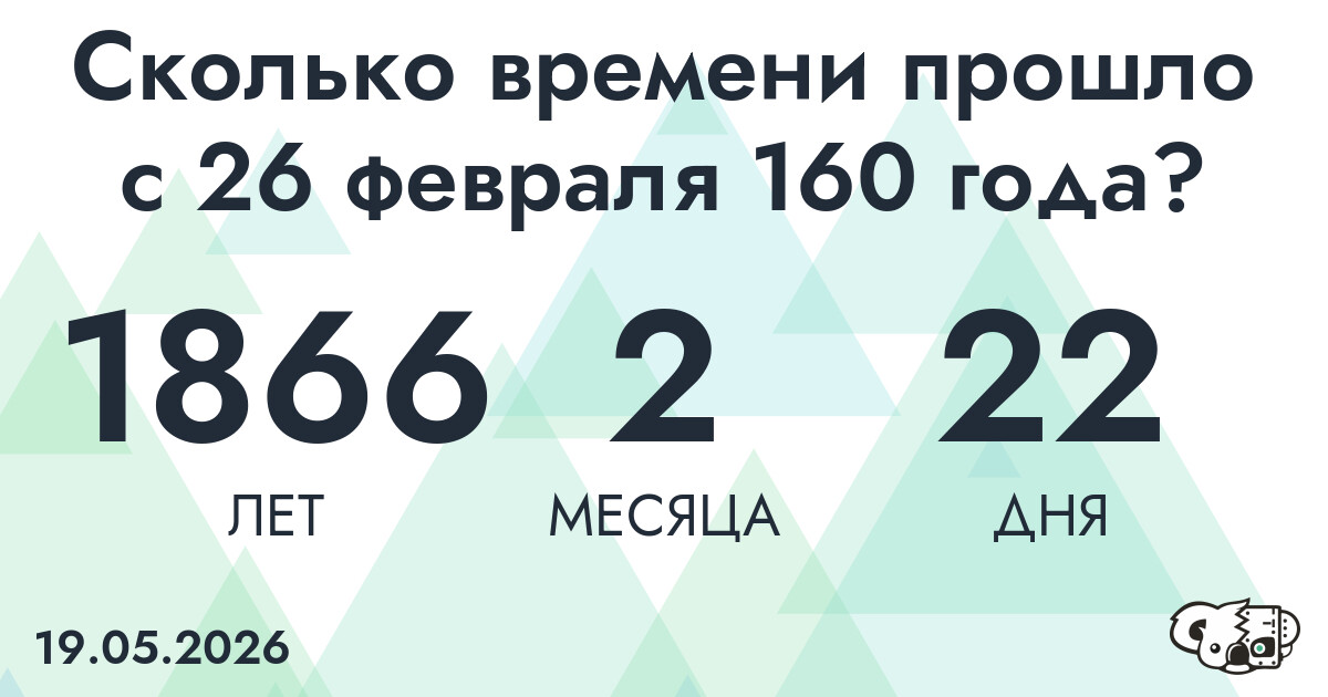 Сколько времени прошло с 26 февраля 160 года