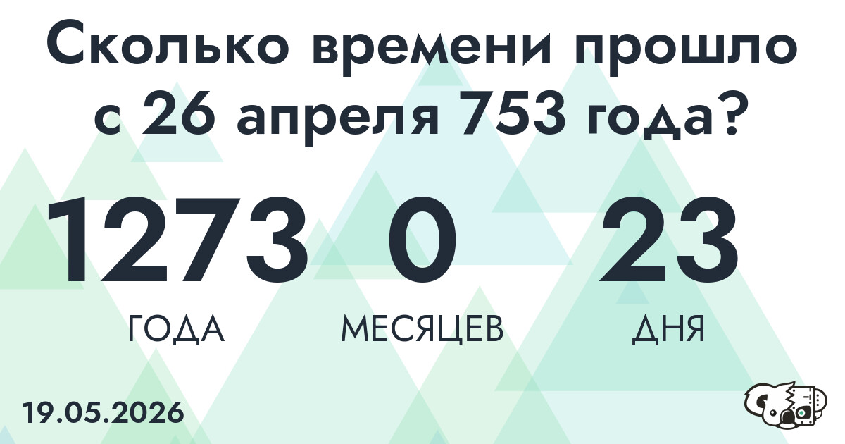 Сколько времени прошло с 26 апреля 753 года