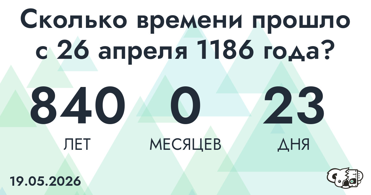 Сколько времени прошло с 26 апреля 1186 года
