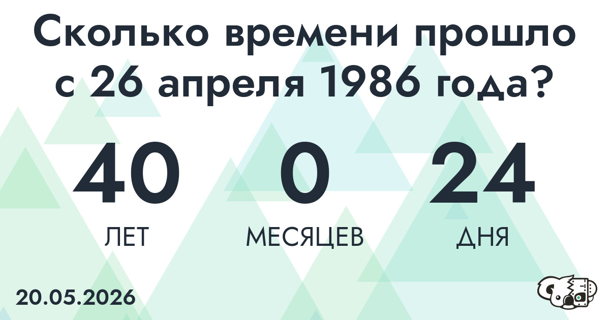 Сколько времени прошло с 26 апреля 1986 года