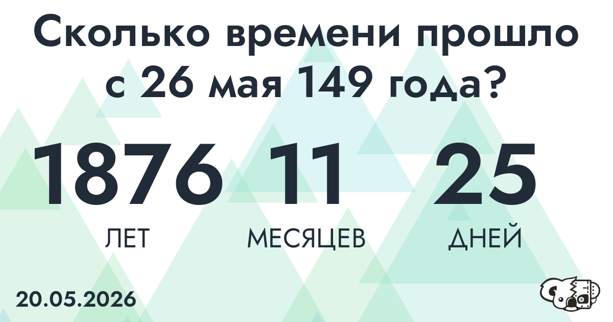 Сколько времени прошло с 26 мая 149 года