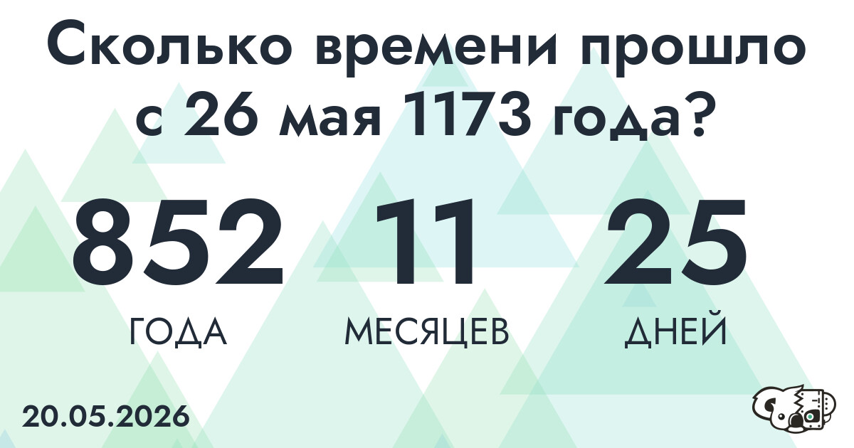 Сколько времени прошло с 26 мая 1173 года