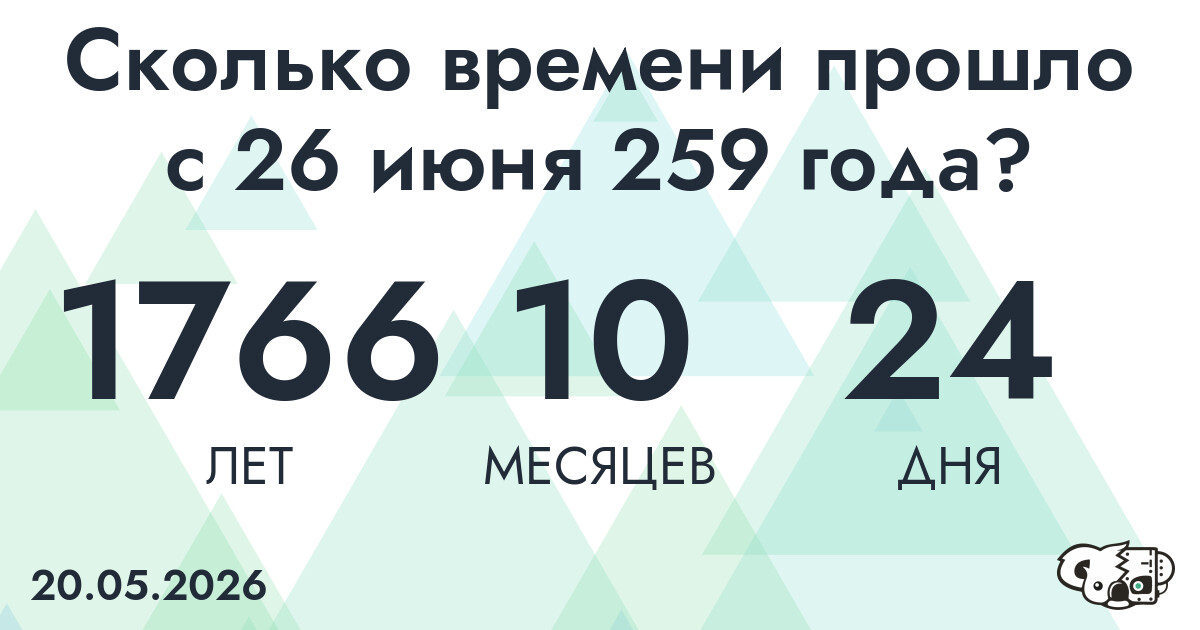 Сколько времени прошло с 26 июня 259 года