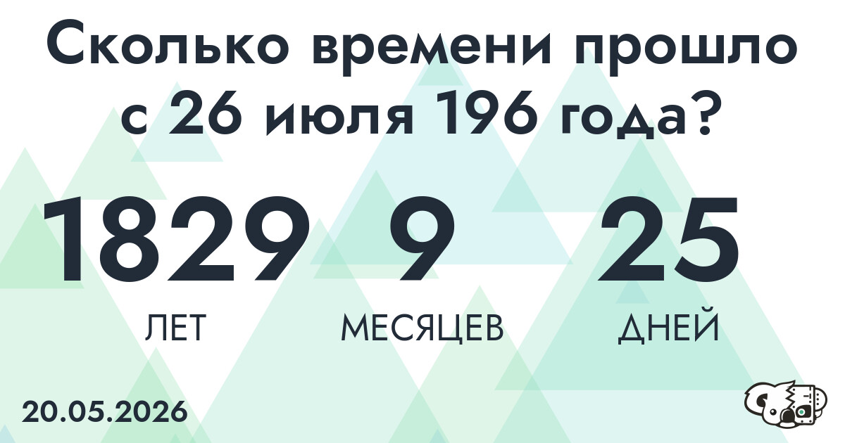 Сколько времени прошло с 26 июля 196 года
