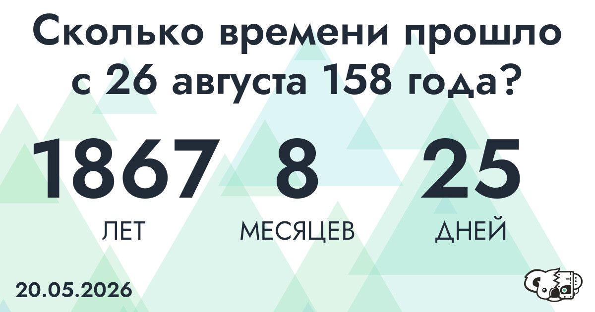 Сколько времени прошло с 26 августа 158 года