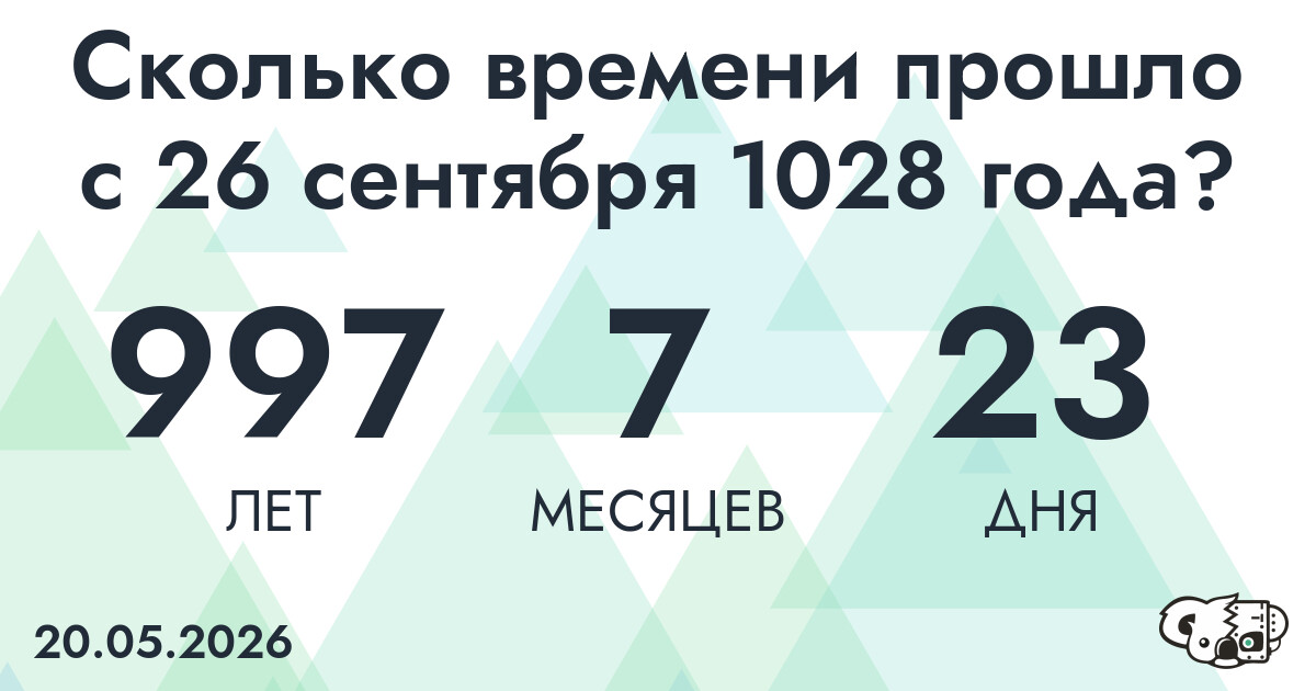 Сколько времени прошло с 26 сентября 1028 года