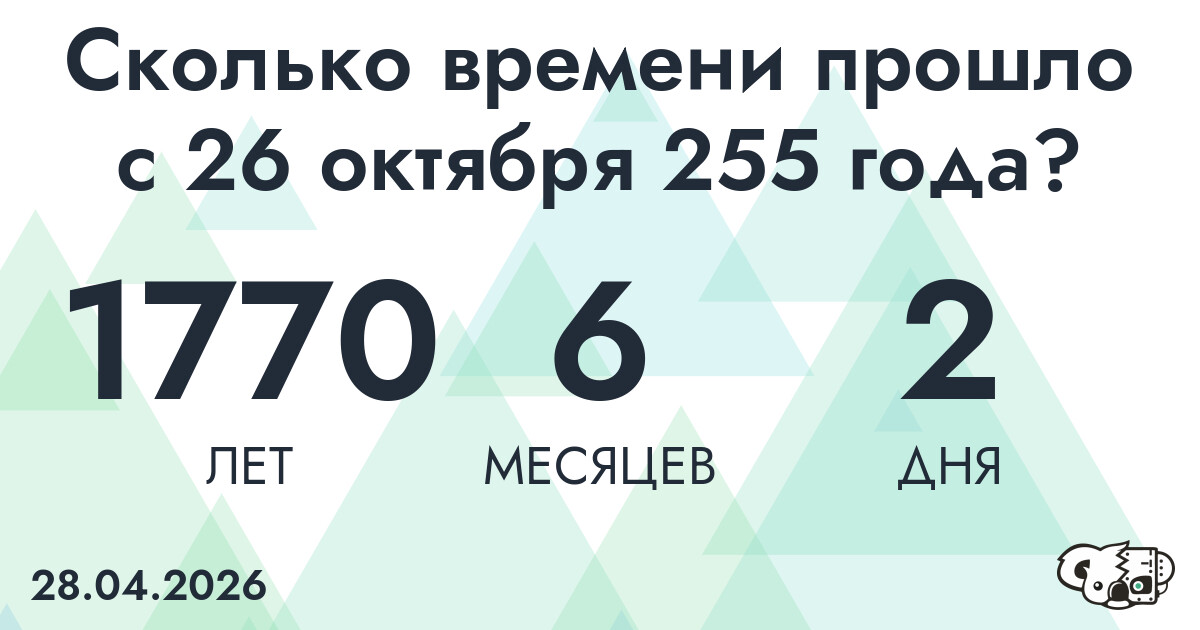 Сколько времени прошло с 26 октября 255 года