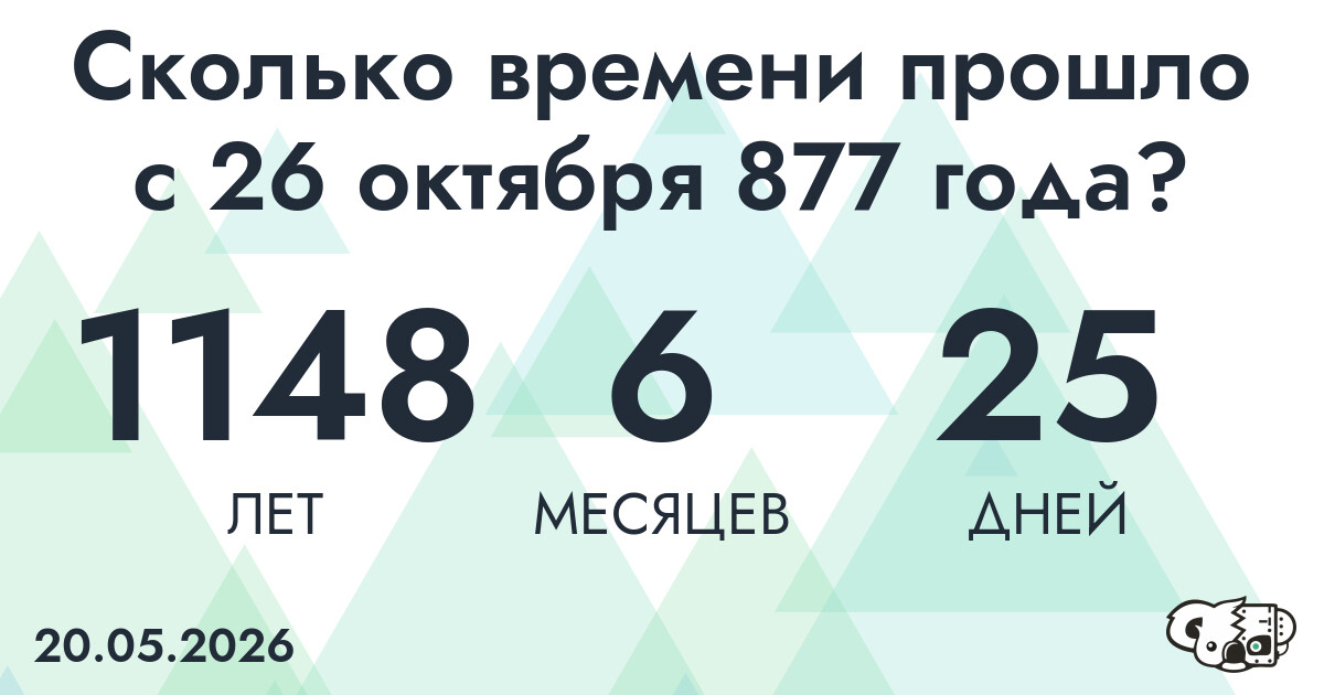 Сколько времени прошло с 26 октября 877 года