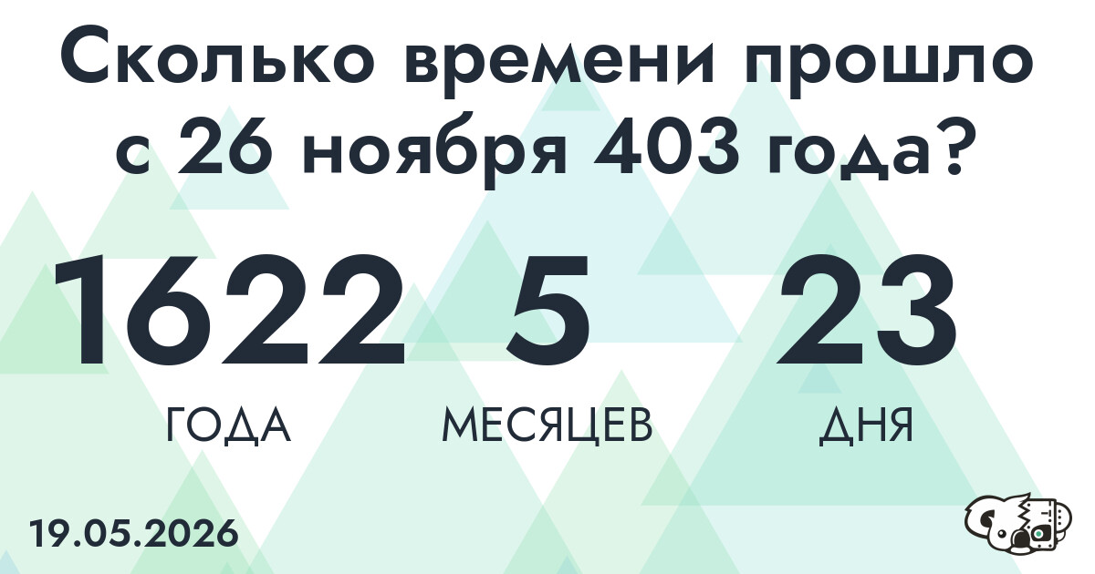 Сколько времени прошло с 26 ноября 403 года