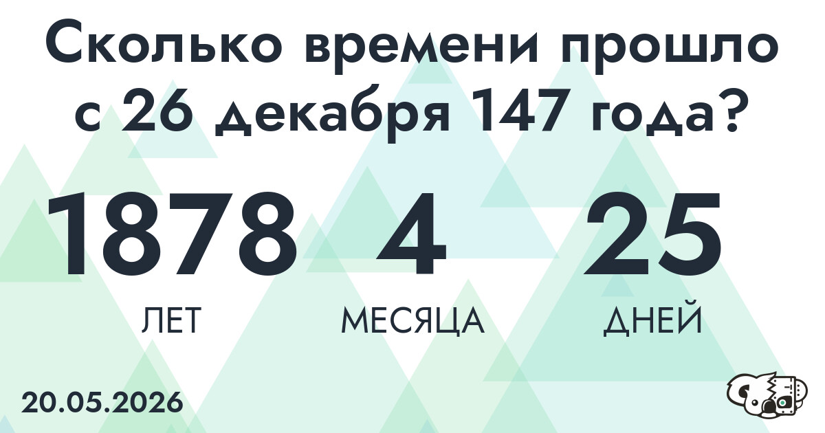 Сколько времени прошло с 26 декабря 147 года