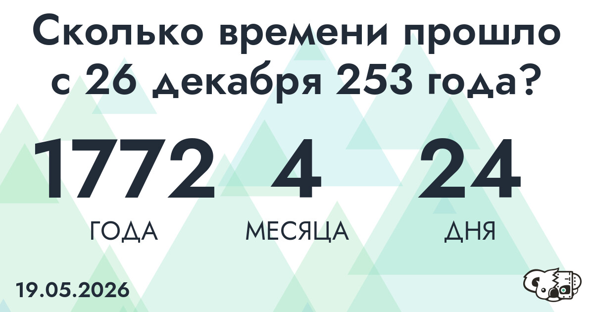 Сколько времени прошло с 26 декабря 253 года