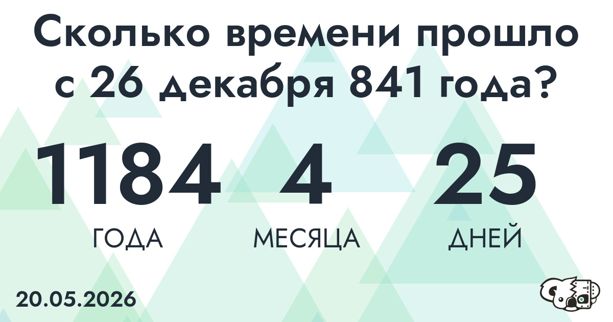 Сколько времени прошло с 26 декабря 841 года