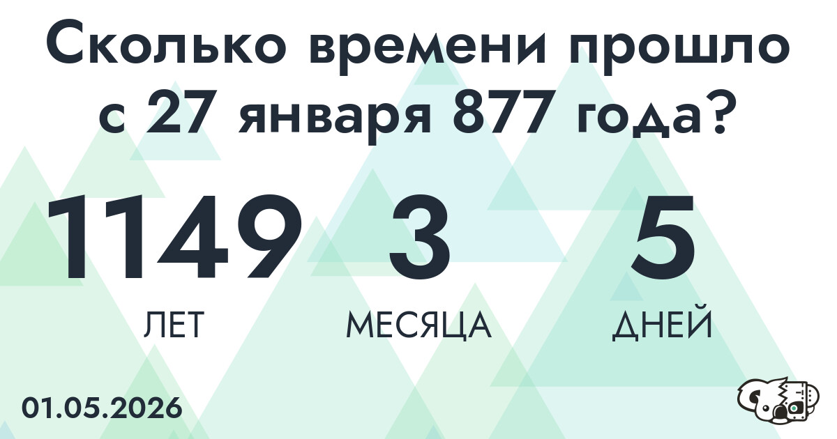 Сколько времени прошло с 27 января 877 года