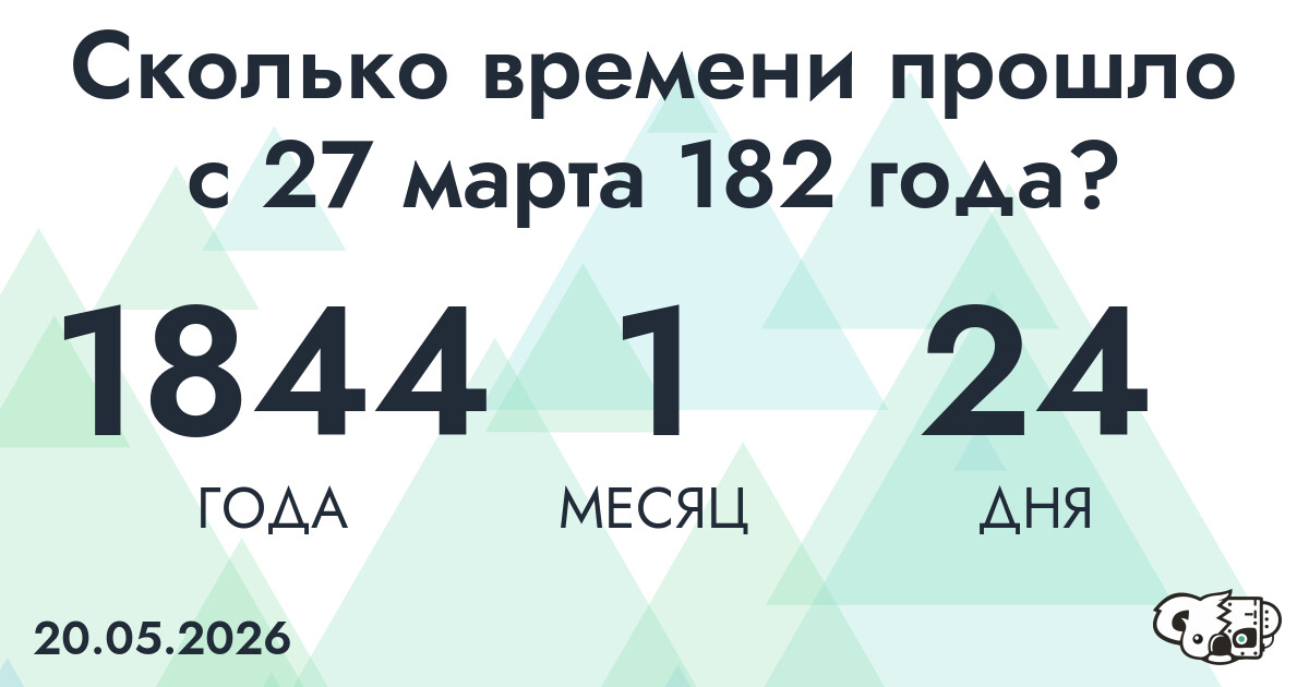 Сколько времени прошло с 27 марта 182 года