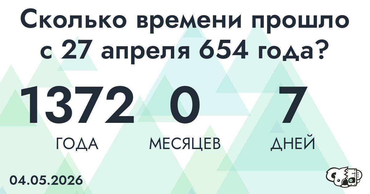 Сколько времени прошло с 27 апреля 654 года