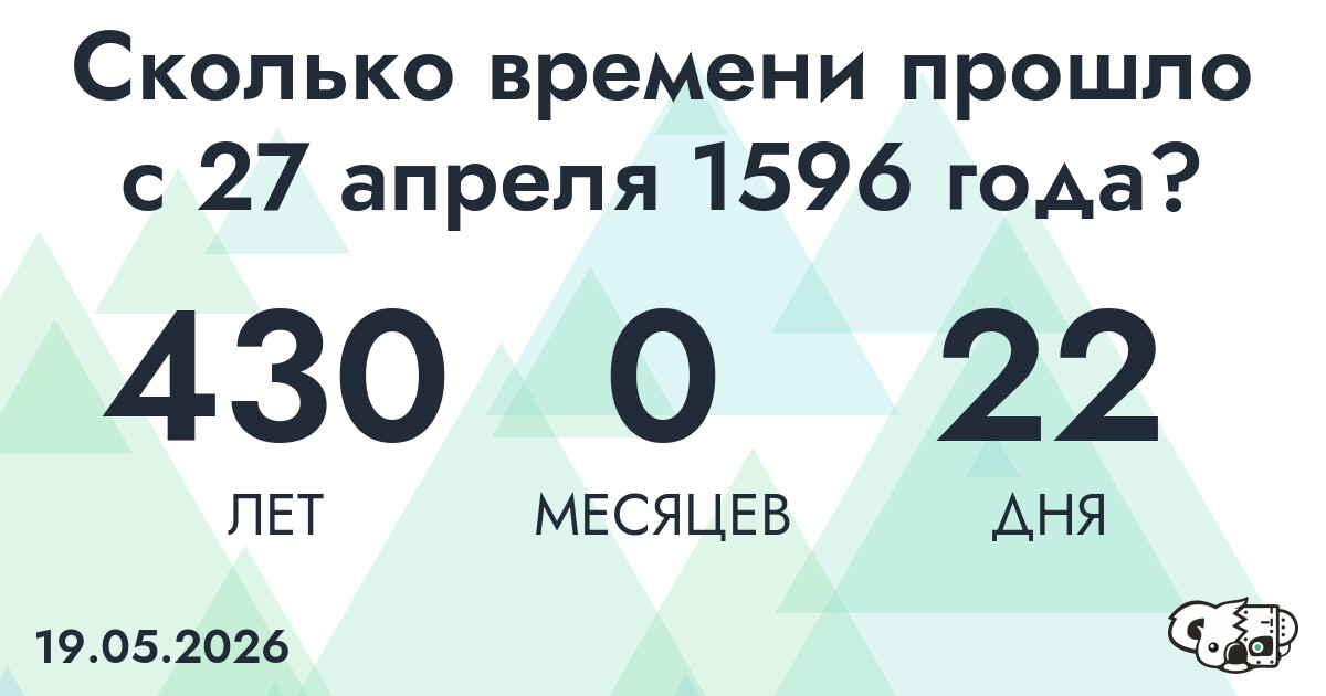 Сколько времени прошло с 27 апреля 1596 года