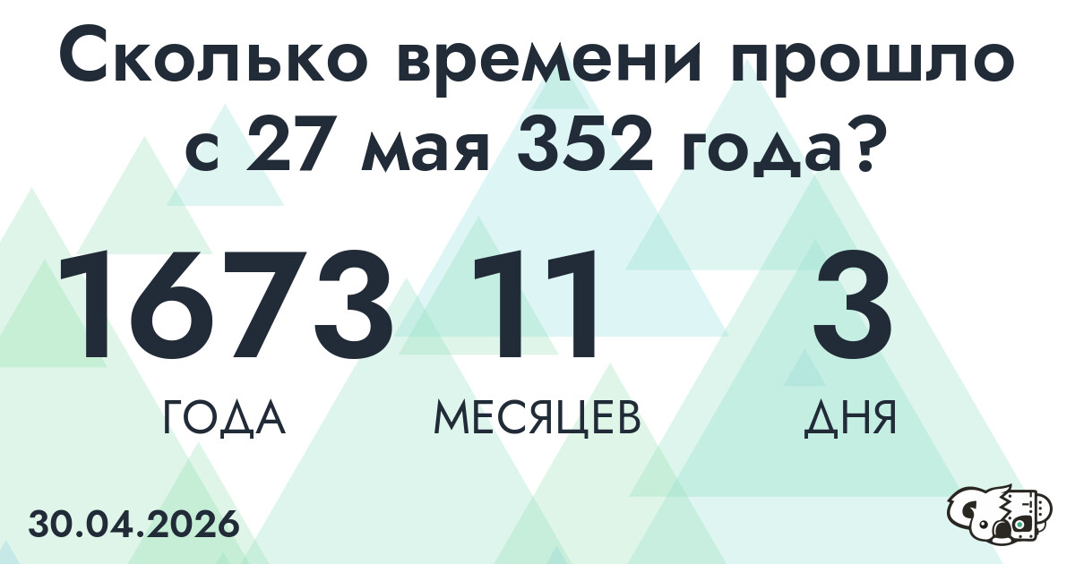 Сколько времени прошло с 27 мая 352 года