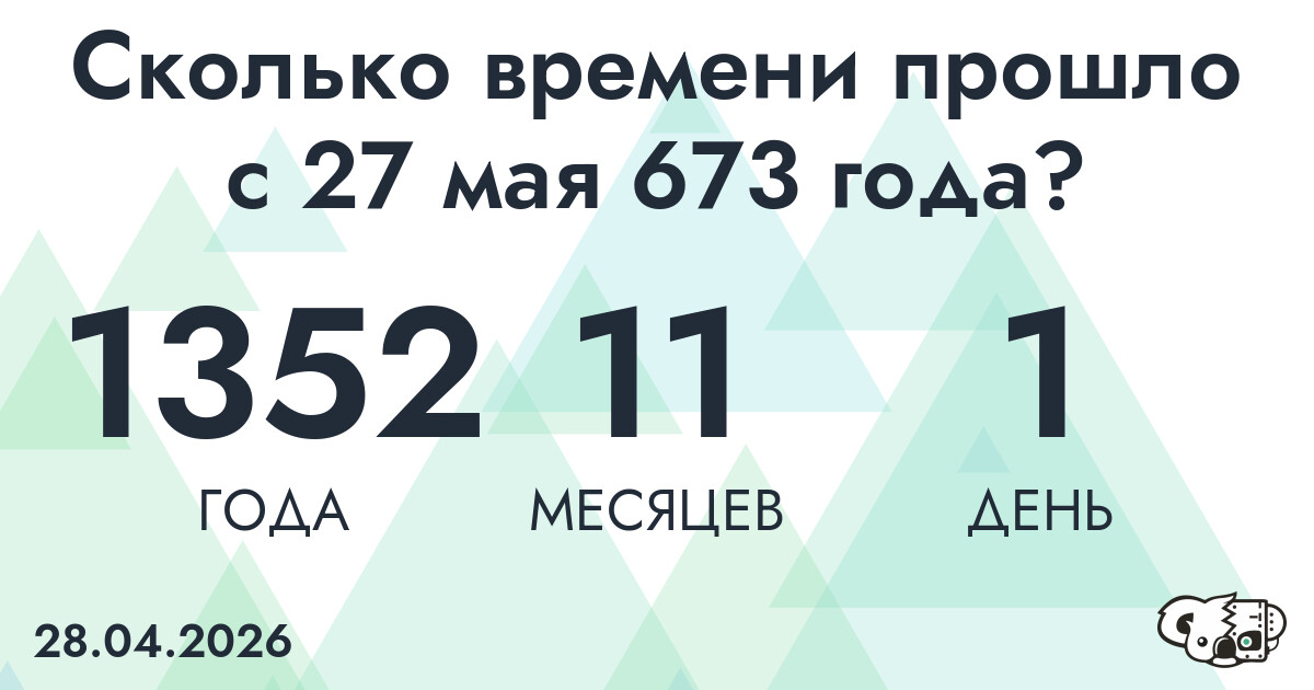 Сколько времени прошло с 27 мая 673 года