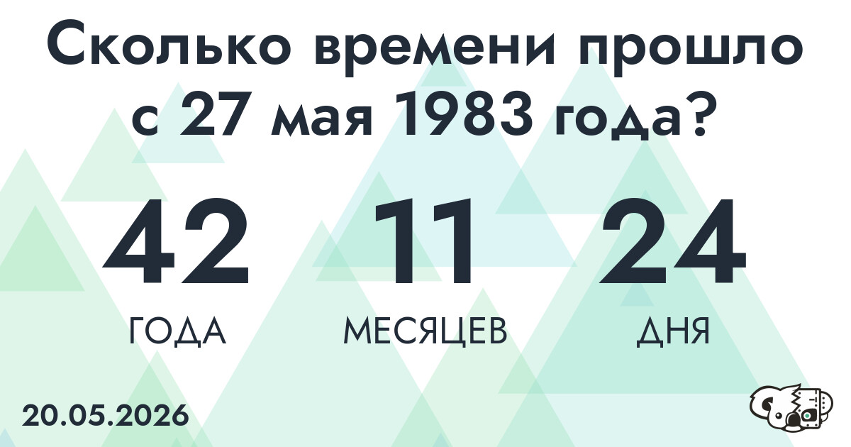 Сколько времени прошло с 27 мая 1983 года