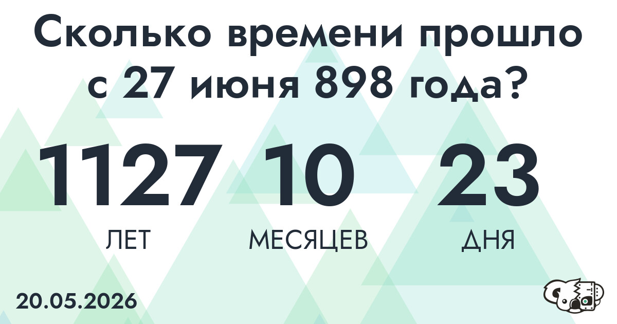 Сколько времени прошло с 27 июня 898 года