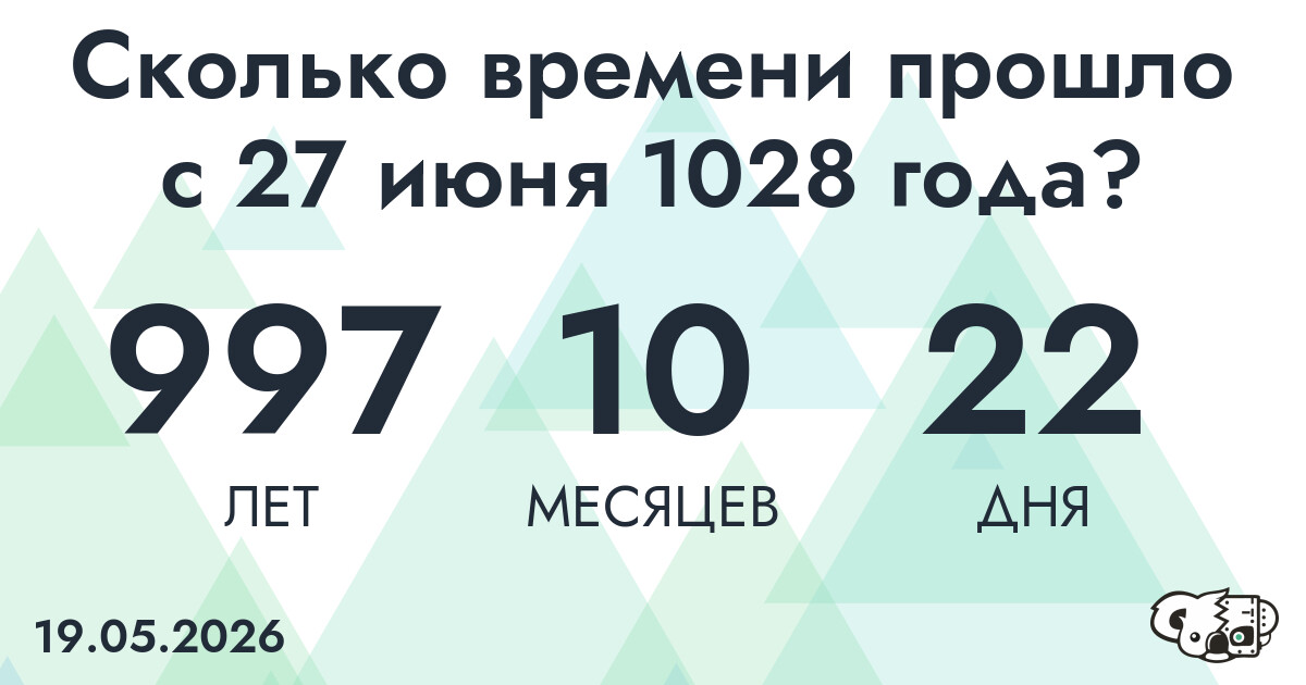 Сколько времени прошло с 27 июня 1028 года