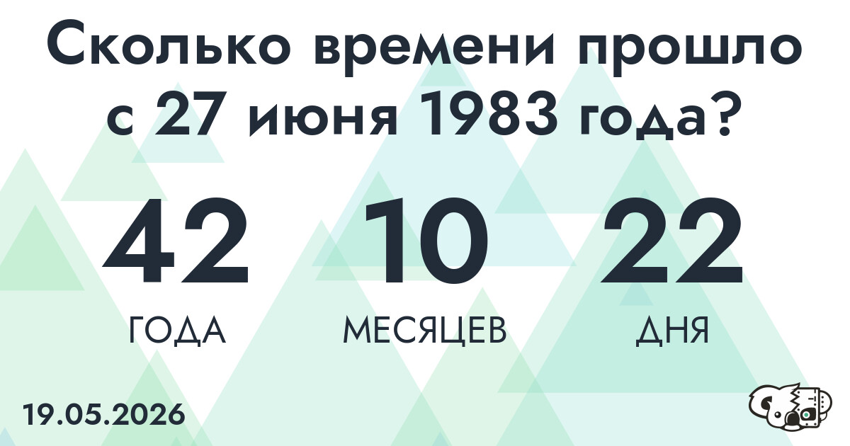 Сколько времени прошло с 27 июня 1983 года