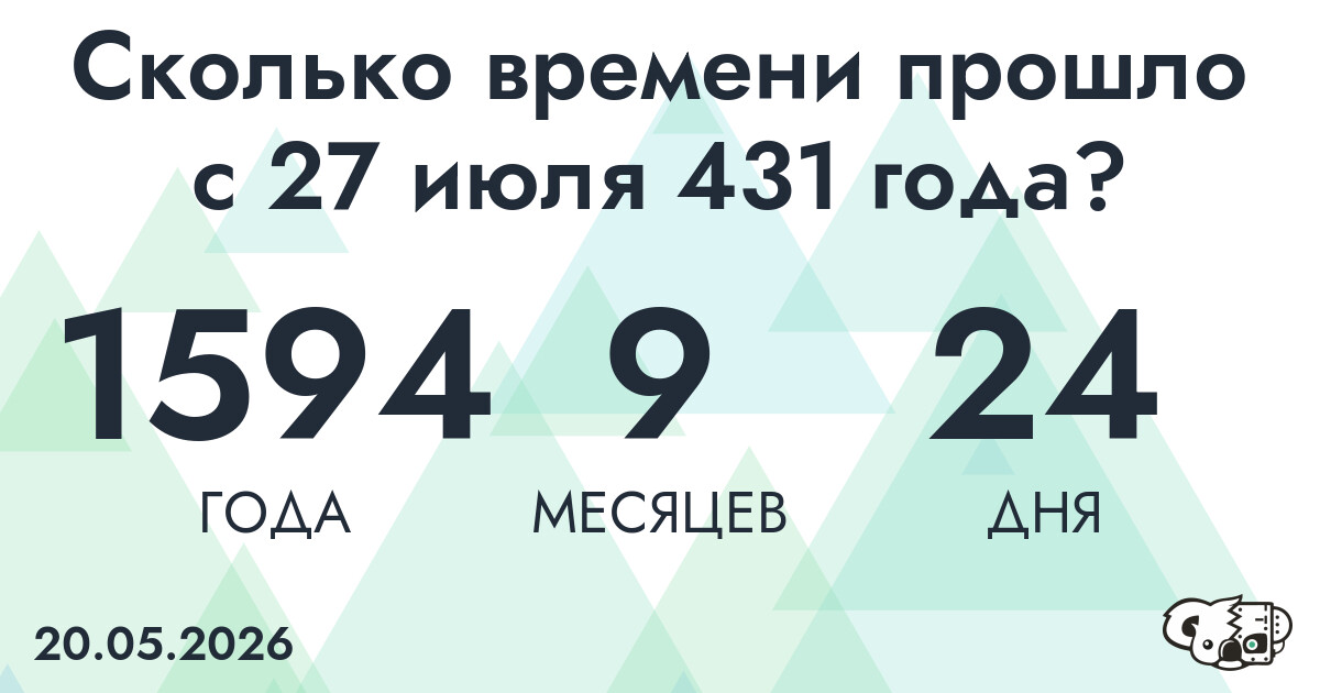 Сколько времени прошло с 27 июля 431 года