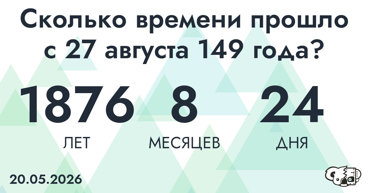 Сколько времени прошло с 27 августа 149 года