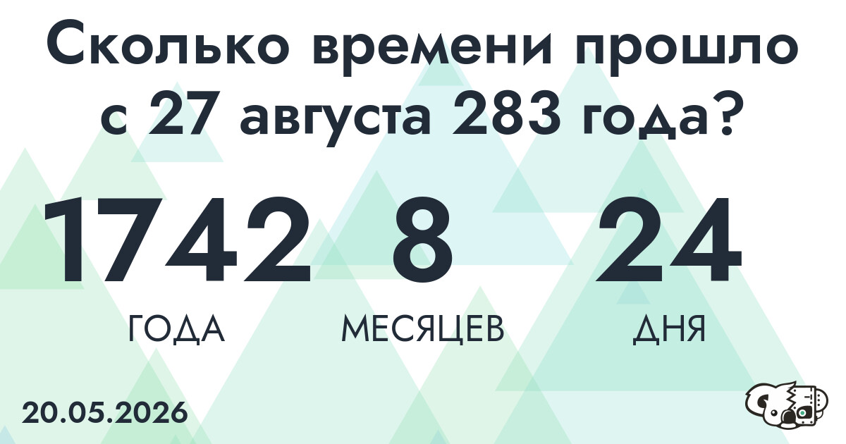 Сколько времени прошло с 27 августа 283 года