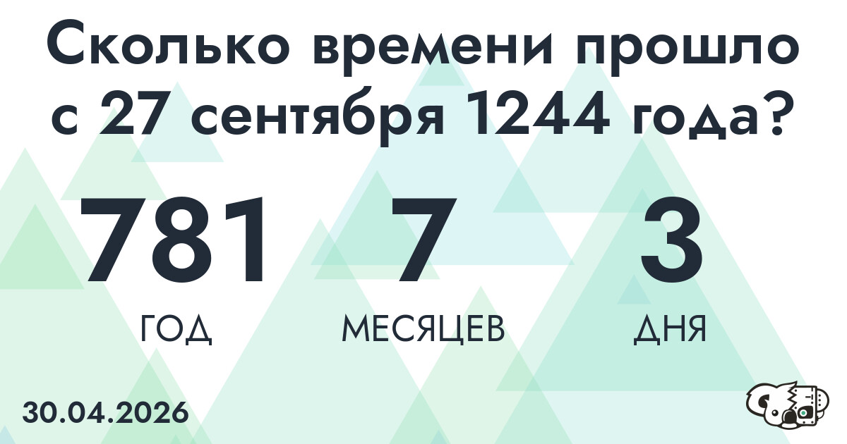 Сколько времени прошло с 27 сентября 1244 года