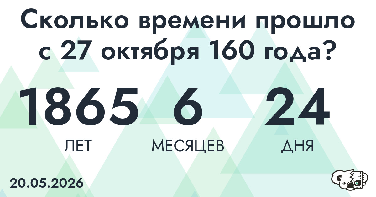 Сколько времени прошло с 27 октября 160 года