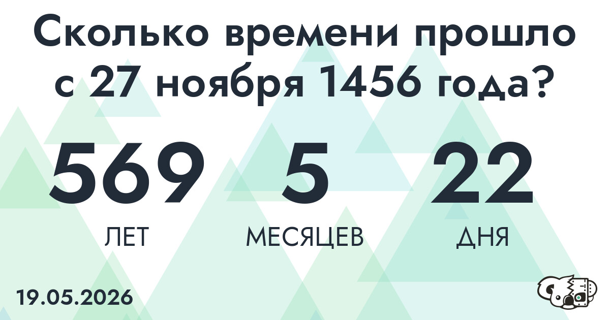 Сколько времени прошло с 27 ноября 1456 года