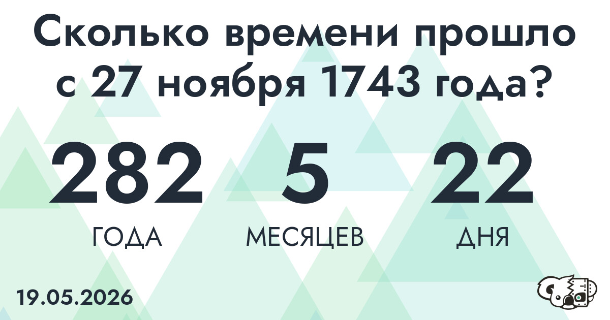 Сколько времени прошло с 27 ноября 1743 года