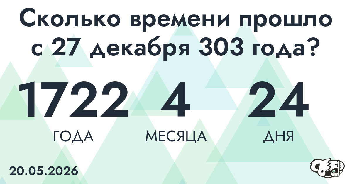 Сколько времени прошло с 27 декабря 303 года
