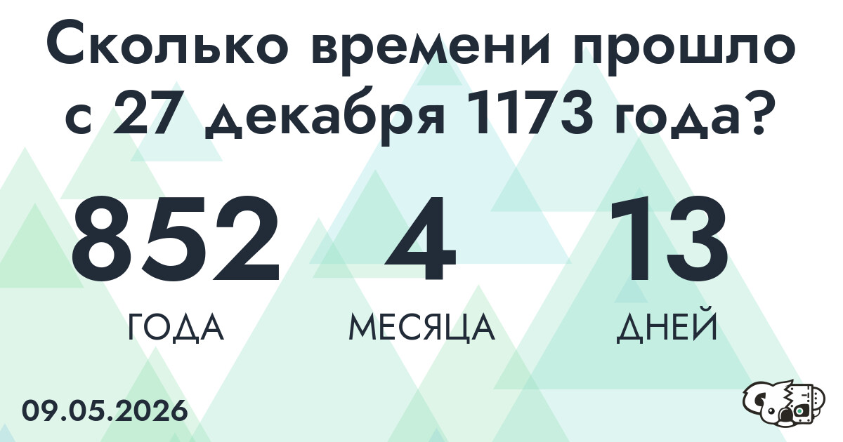 Сколько времени прошло с 27 декабря 1173 года