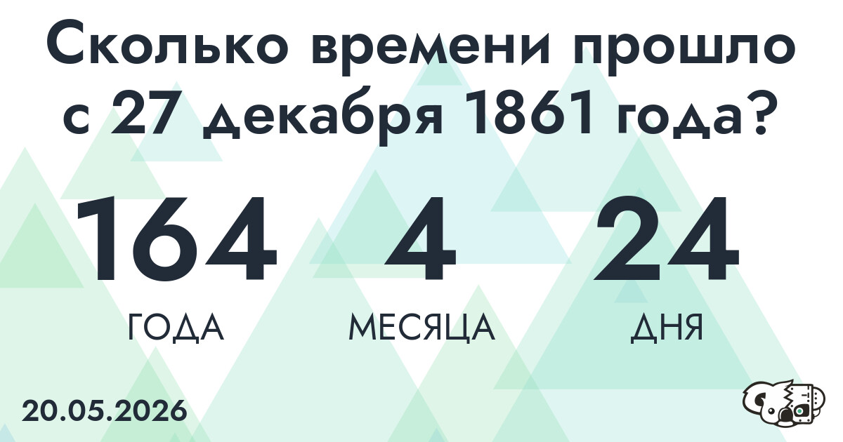 Сколько времени прошло с 27 декабря 1861 года