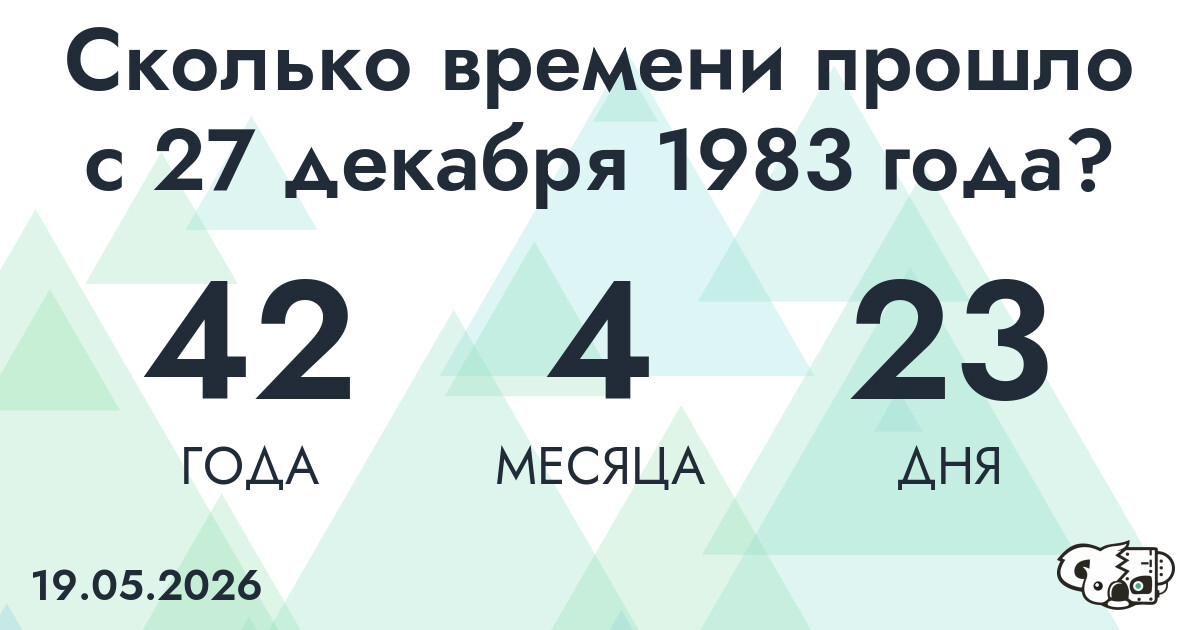 Сколько времени прошло с 27 декабря 1983 года