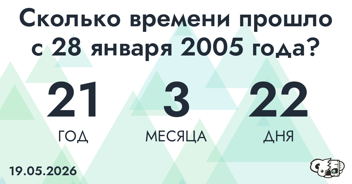 Сколько времени прошло с 28 января 2005 года