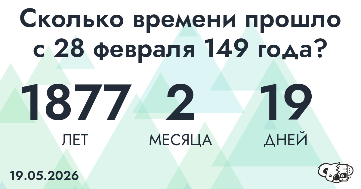 Сколько времени прошло с 28 февраля 149 года