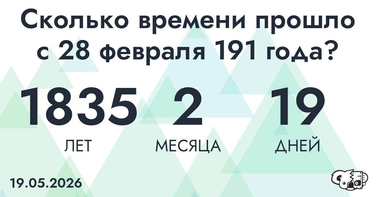 Сколько времени прошло с 28 февраля 191 года