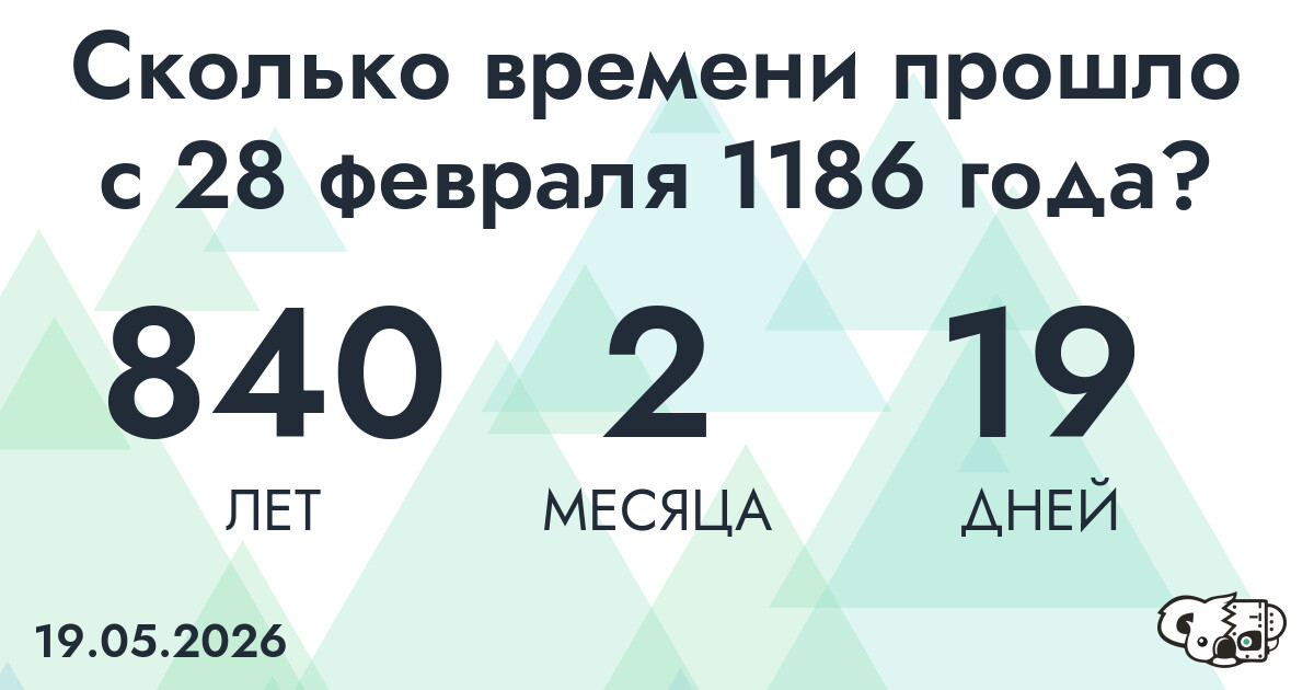 Сколько времени прошло с 28 февраля 1186 года