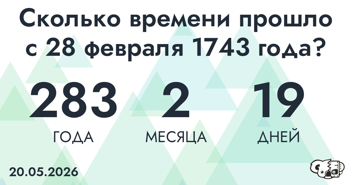 Сколько времени прошло с 28 февраля 1743 года