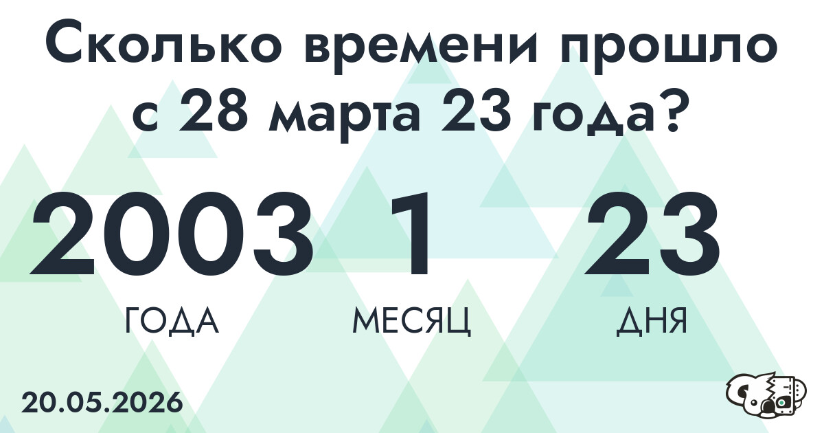 Сколько времени прошло с 28 марта 23 года