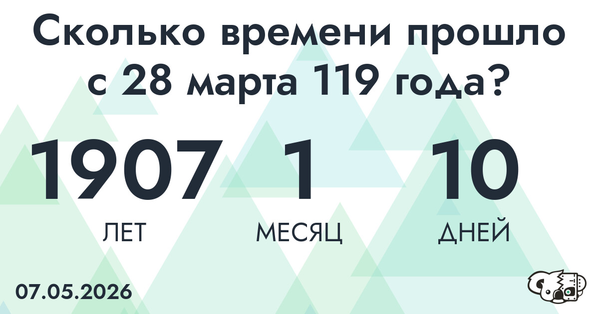 Сколько времени прошло с 28 марта 119 года