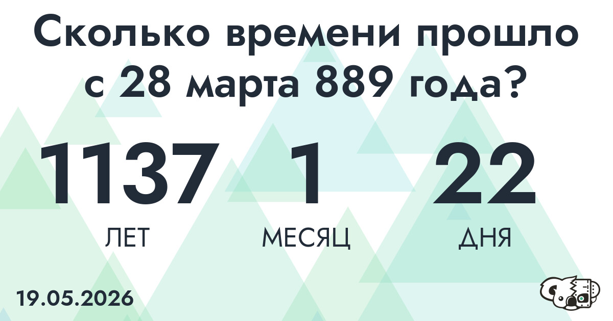 Сколько времени прошло с 28 марта 889 года
