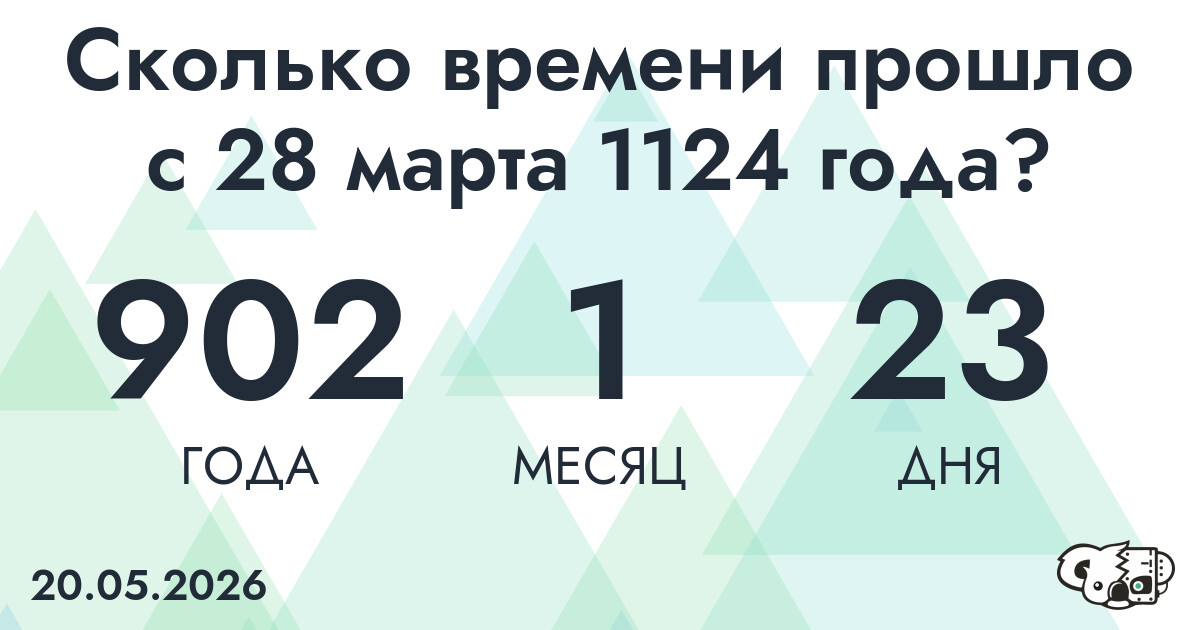Сколько времени прошло с 28 марта 1124 года